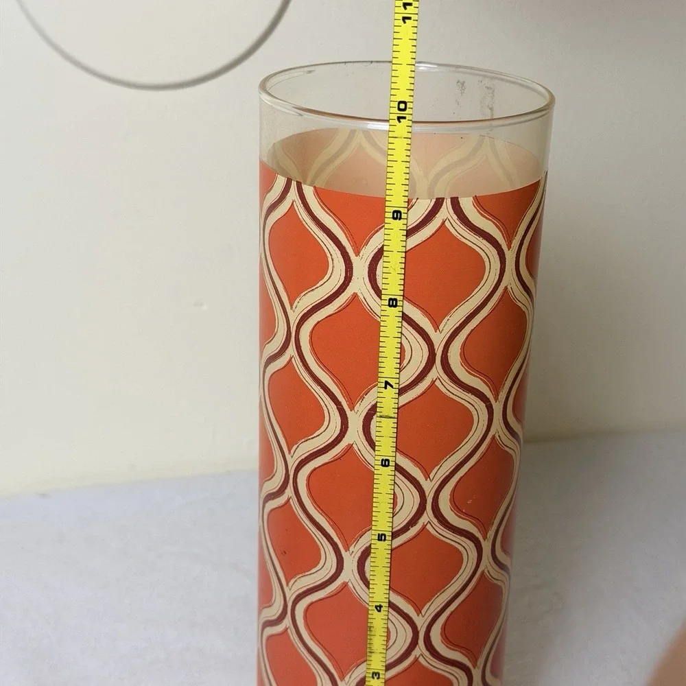Libby Vase Cylindrical Retro Vintage MCM Geometric Mod Design Orange Coral 10